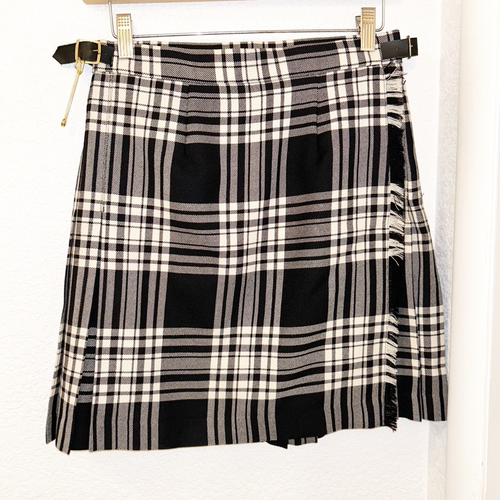 Pringle Black and White Plaid A-Line Skirt